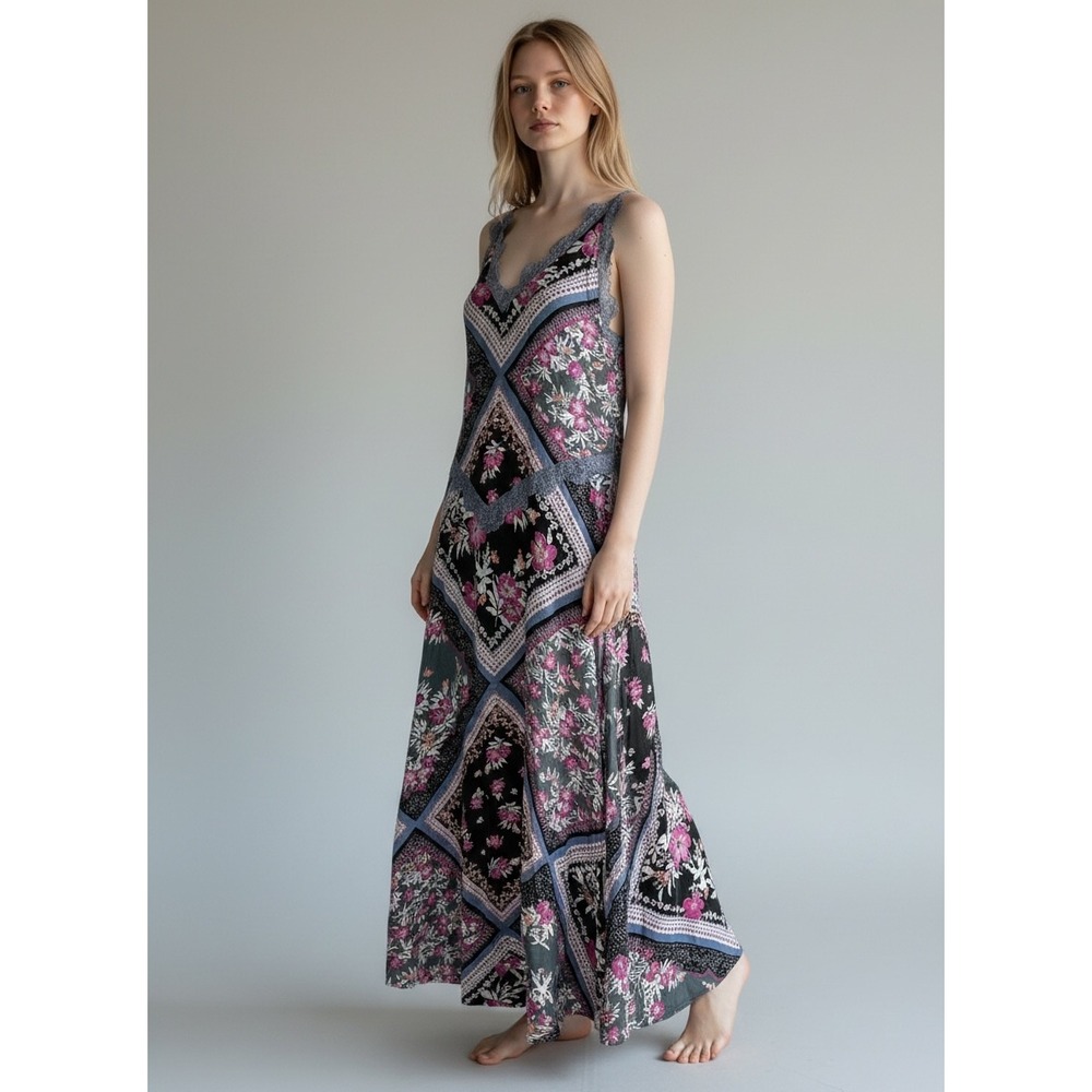 Intimately People Slip Dress M Floral Lace Patchwork Cottage Romantic Hippie